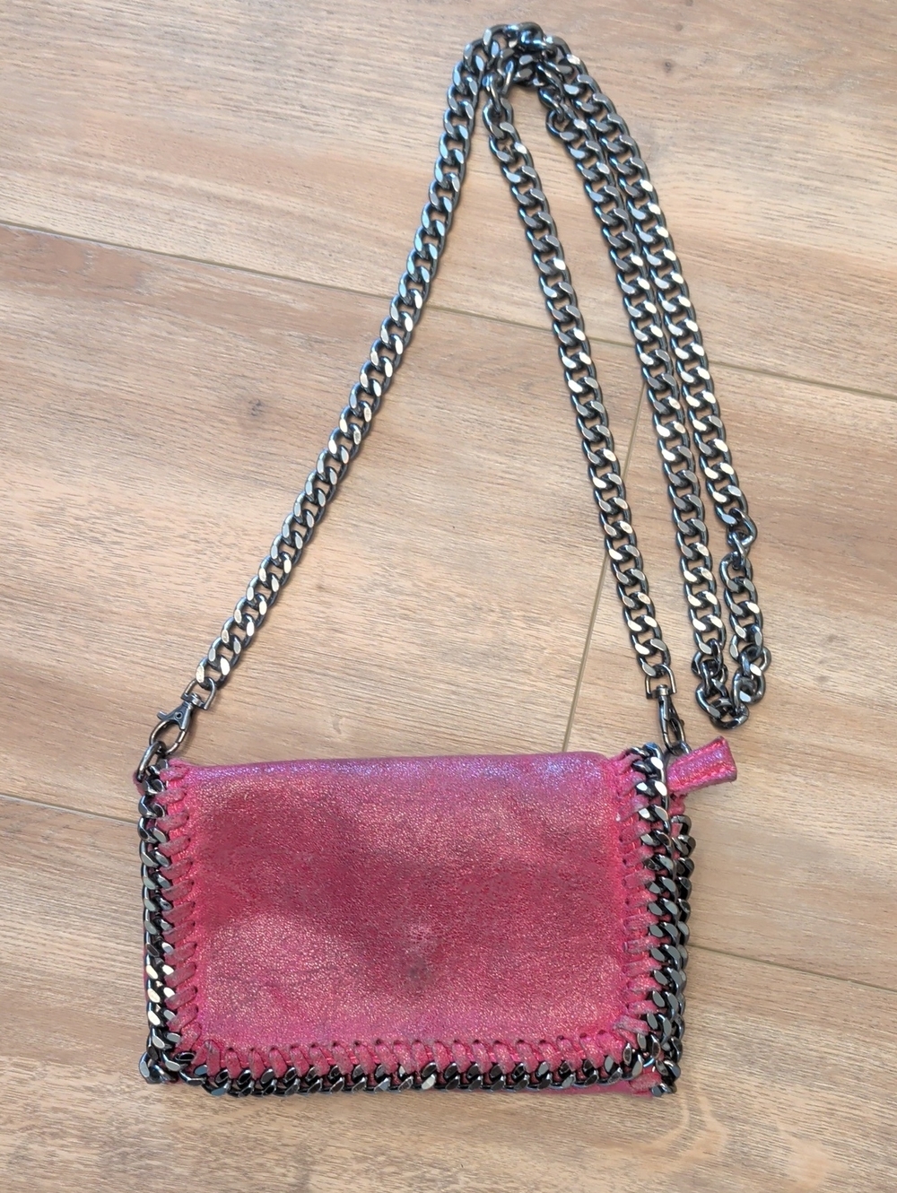 Pink Chain-Trim Crossbody Bag